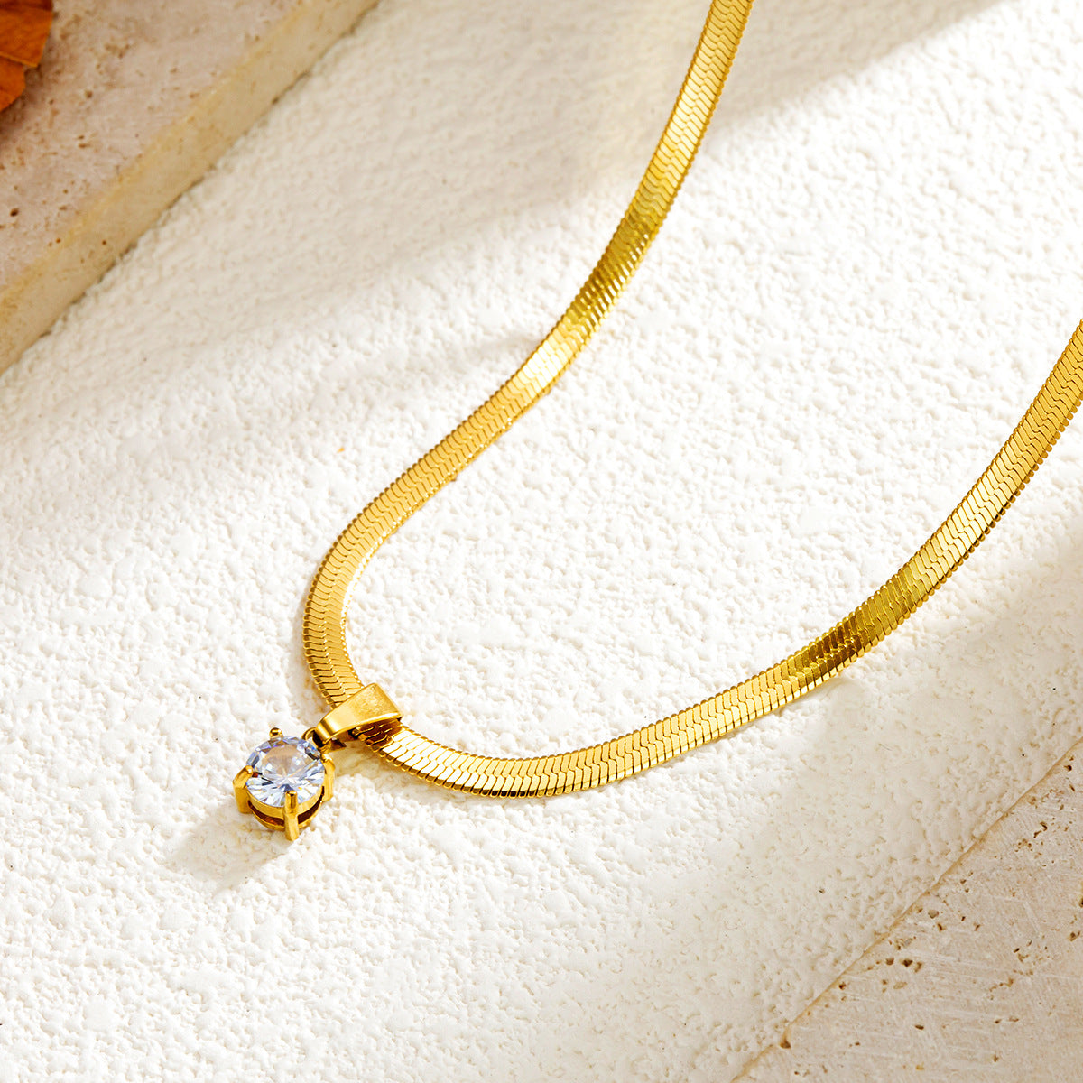 Square Round Zircon Necklace