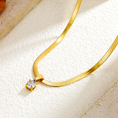 Square Round Zircon Necklace