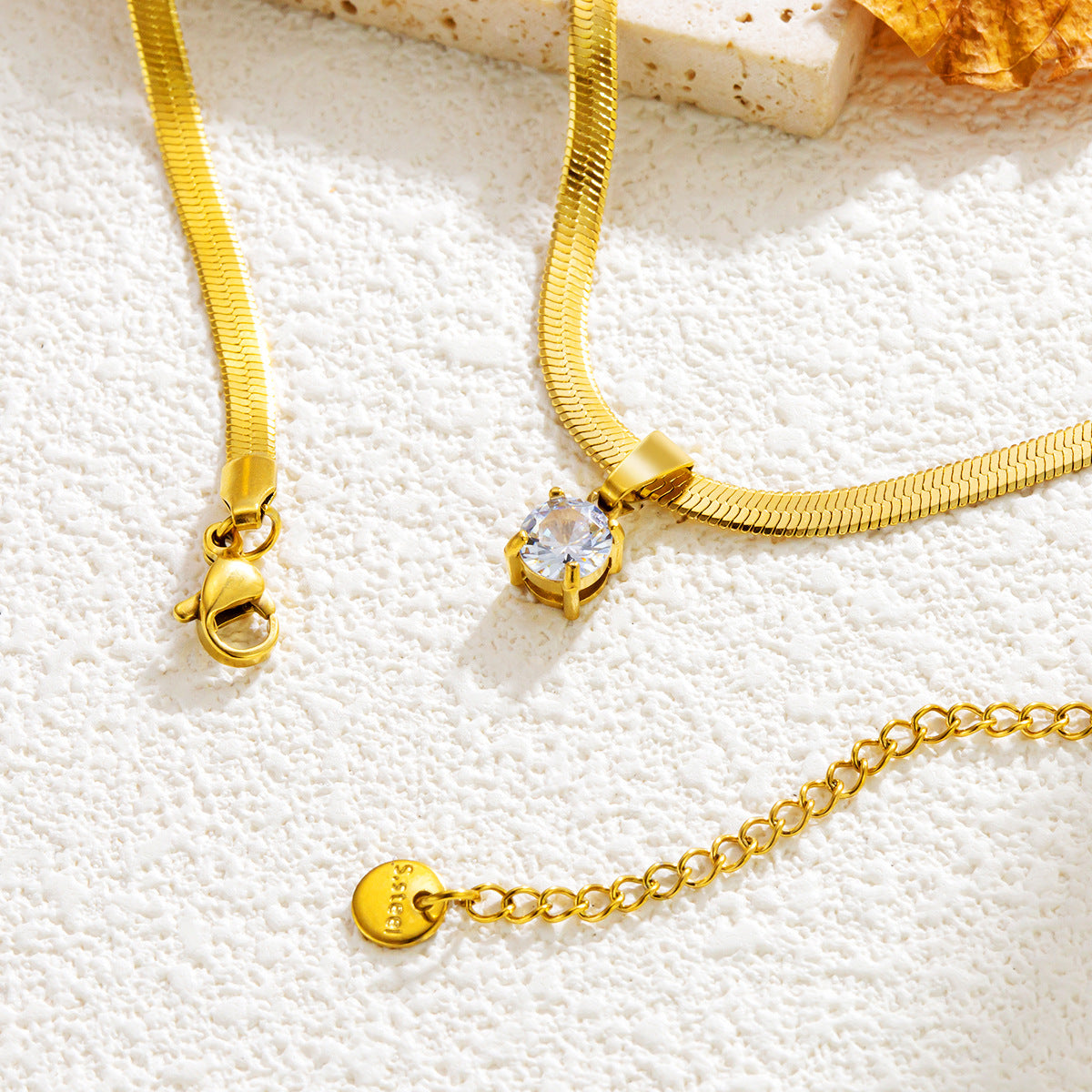 Square Round Zircon Necklace