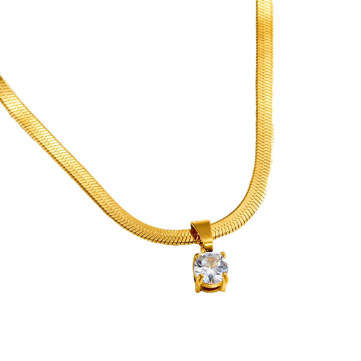 Square Round Zircon Necklace