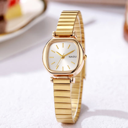 Square Small Plate Slub Band Women's Watch