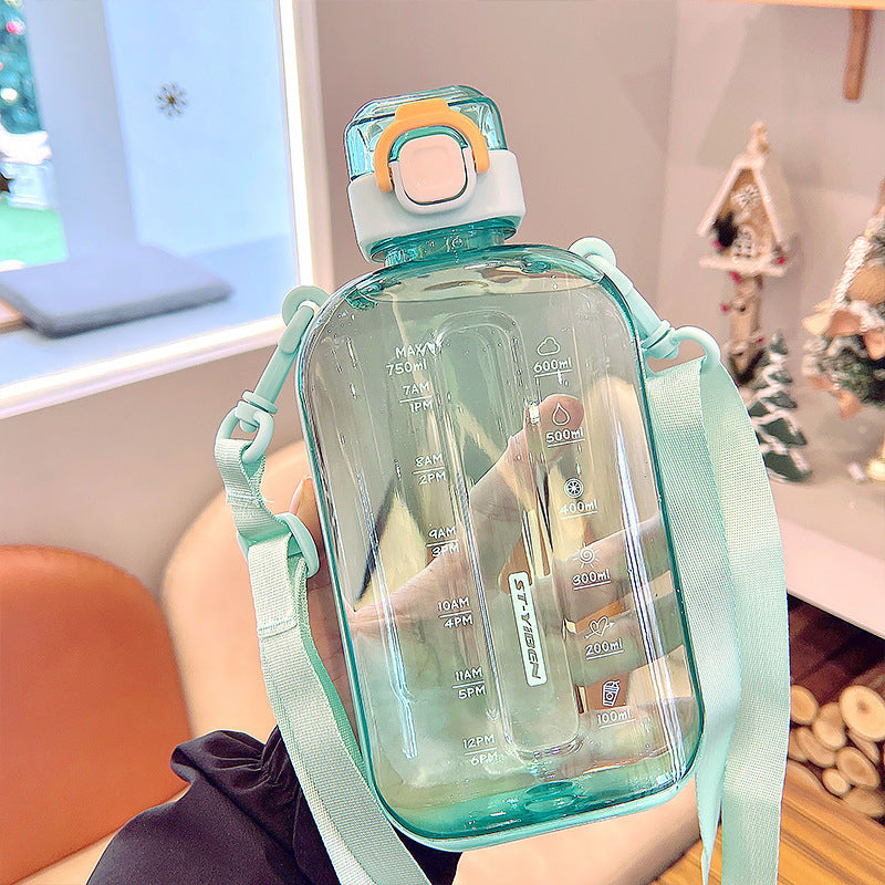 Square Sports Water Bottle with Strap