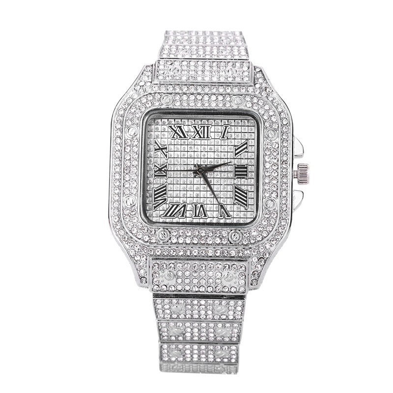 Square starry water diamond wristwatch