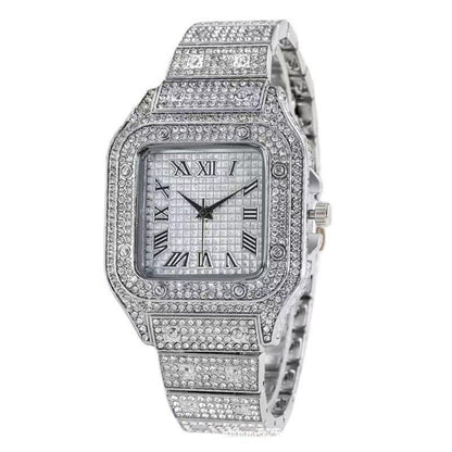Square starry water diamond wristwatch