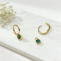 Emerald white gold earrings
