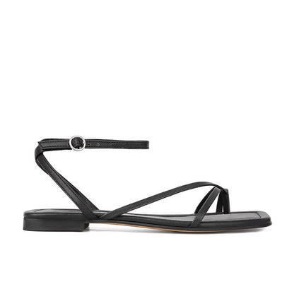 Square Toe Cross Strap Flat Sandals