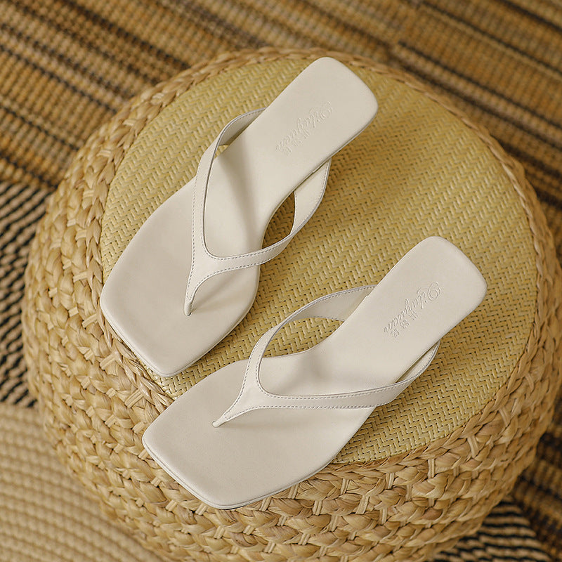 Square-toe kitten heels with sandals