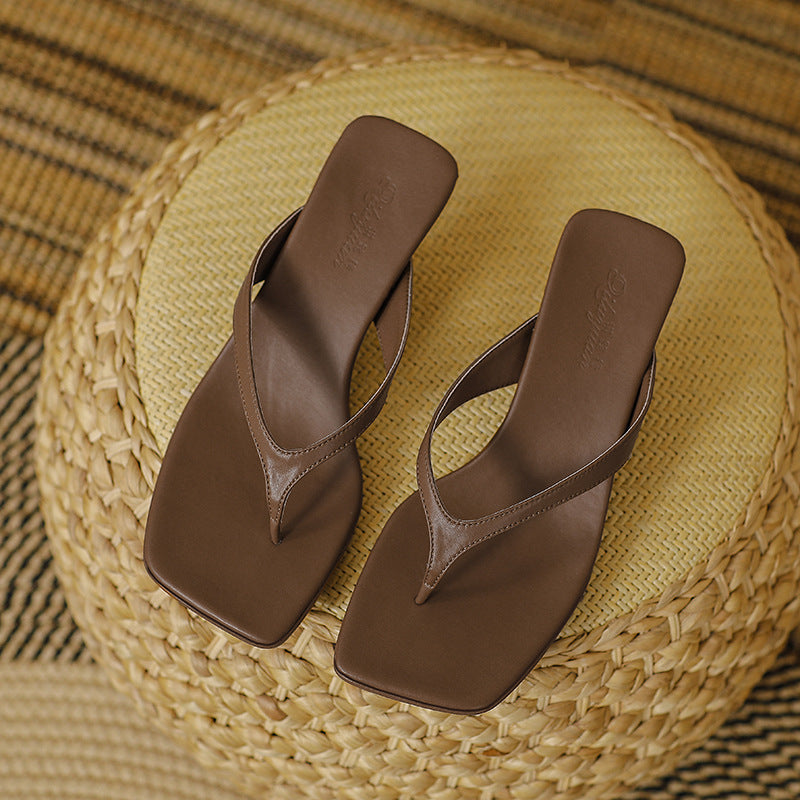 Square-toe kitten heels with sandals