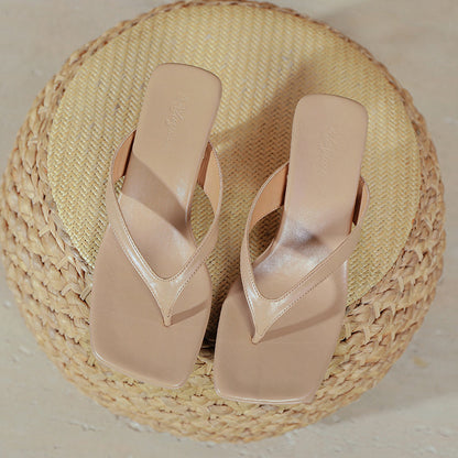 Square-toe kitten heels with sandals