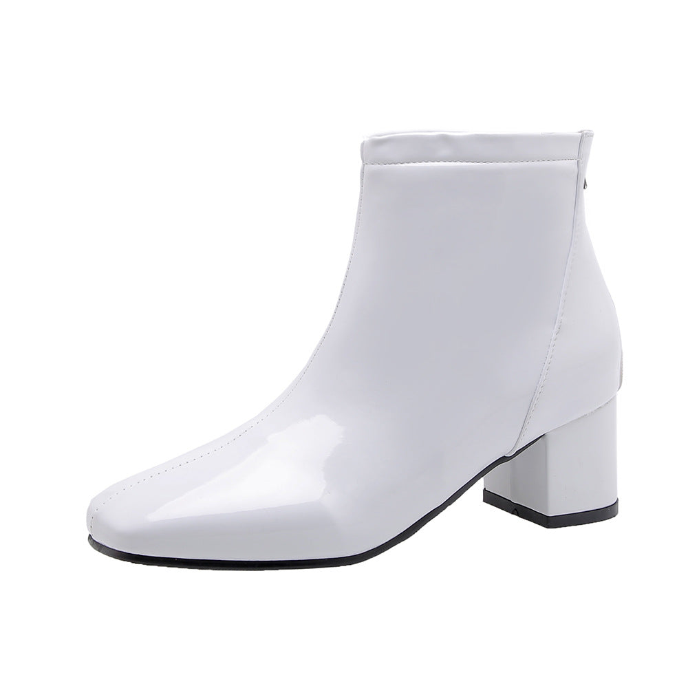 Square Toe Mid-Heel Ankle Boots for Women