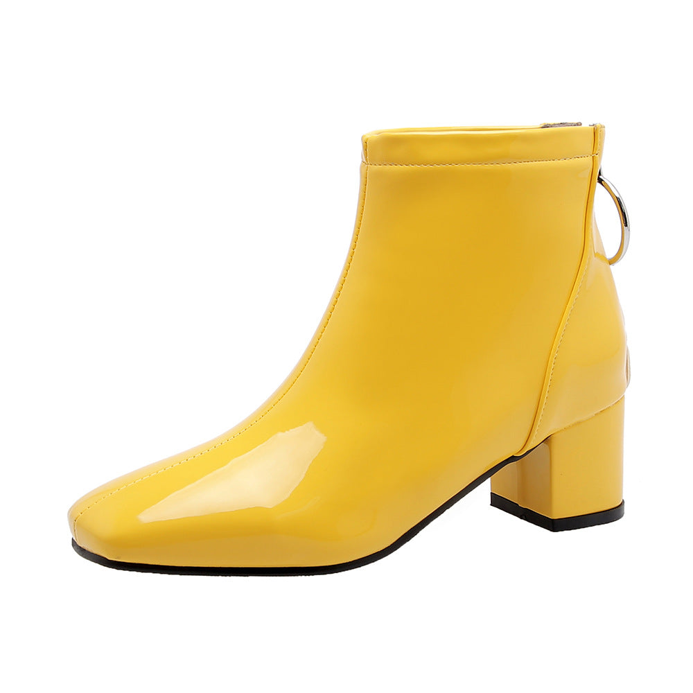 Square Toe Mid-Heel Ankle Boots for Women