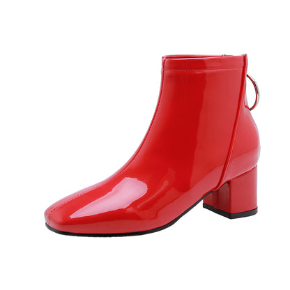 Square Toe Mid-Heel Ankle Boots for Women
