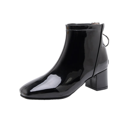 Square Toe Mid-Heel Ankle Boots for Women