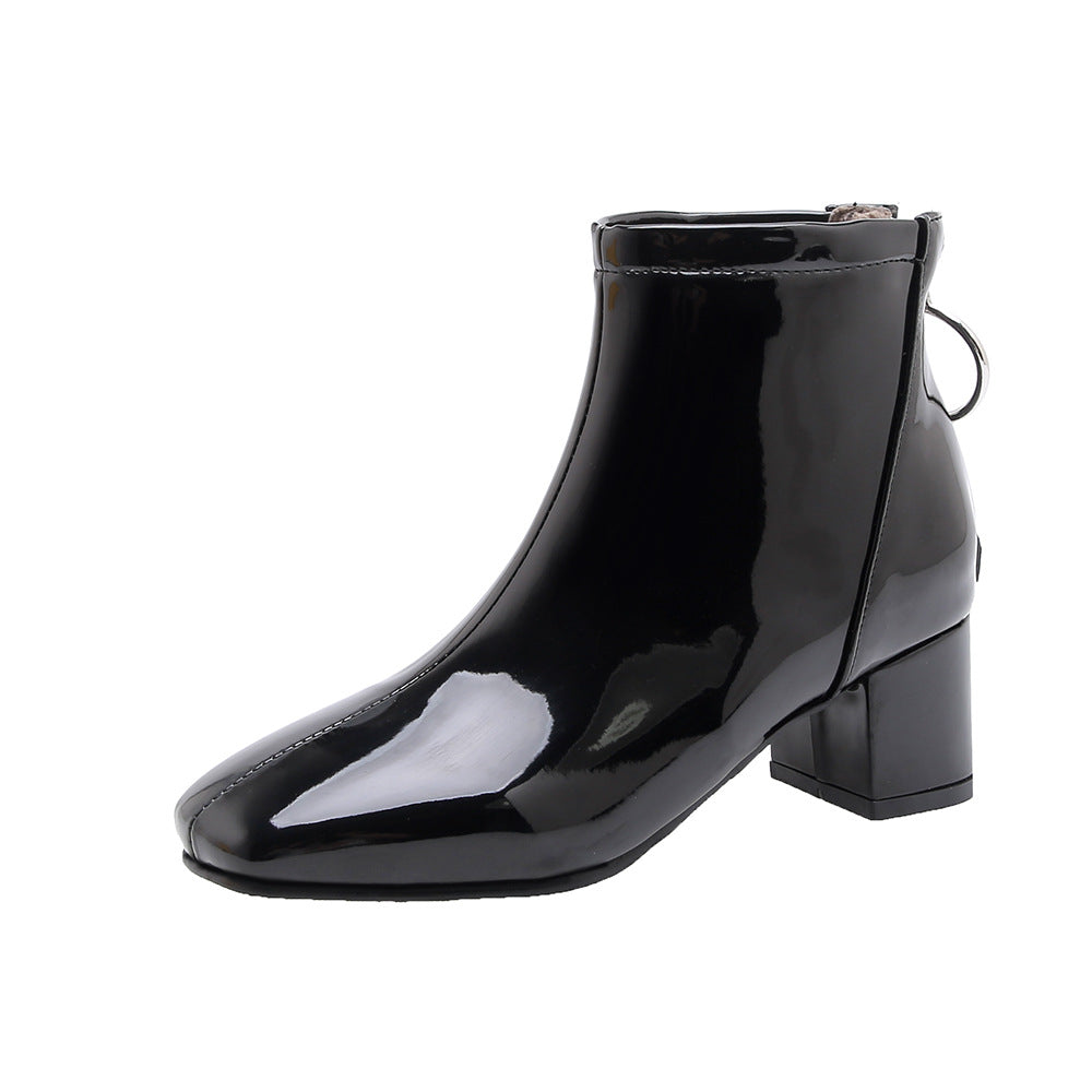 Square Toe Mid-Heel Ankle Boots for Women