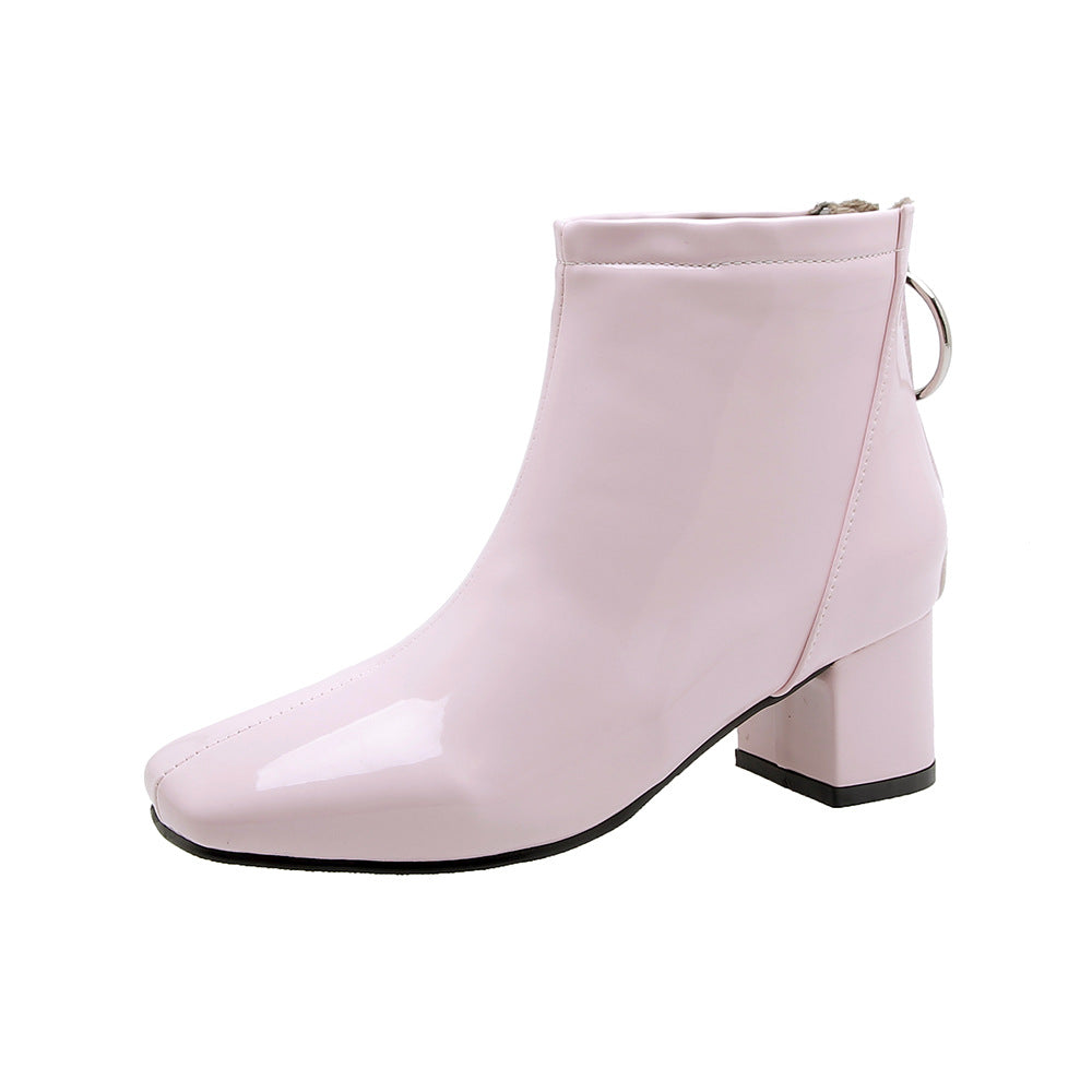 Square Toe Mid-Heel Ankle Boots for Women