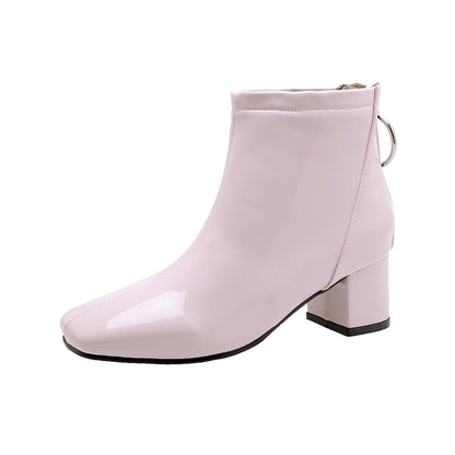 Square Toe Mid-Heel Ankle Boots for Women
