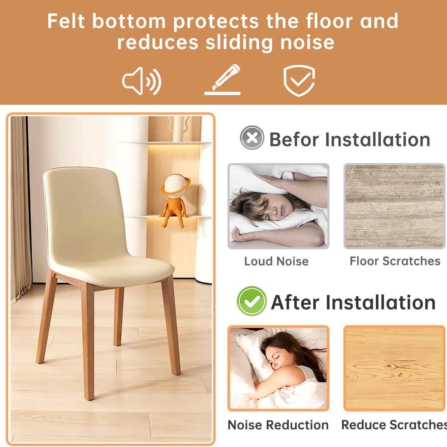 Square transparent table and chair foot pad