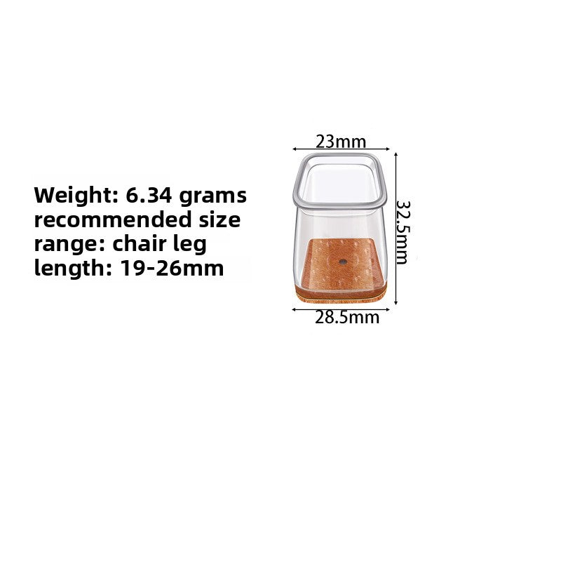 Square transparent table and chair foot pad