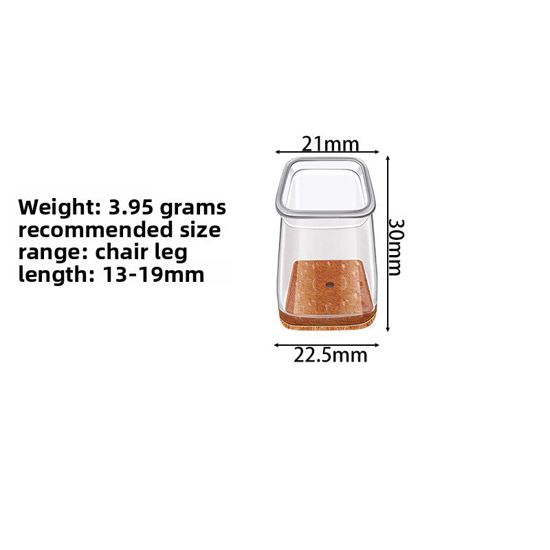 Square transparent table and chair foot pad