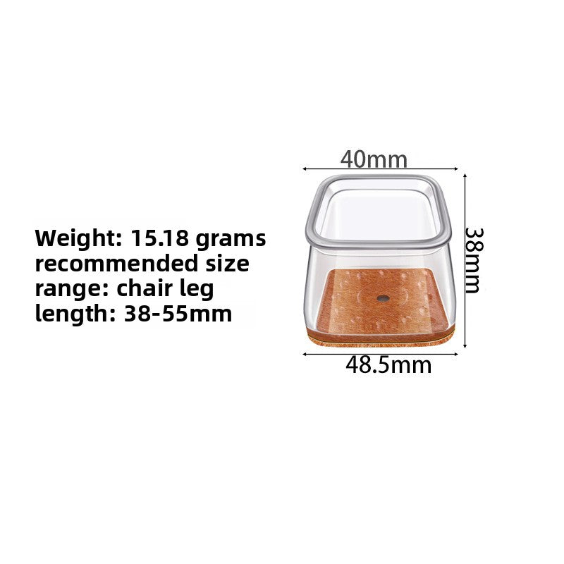Square transparent table and chair foot pad