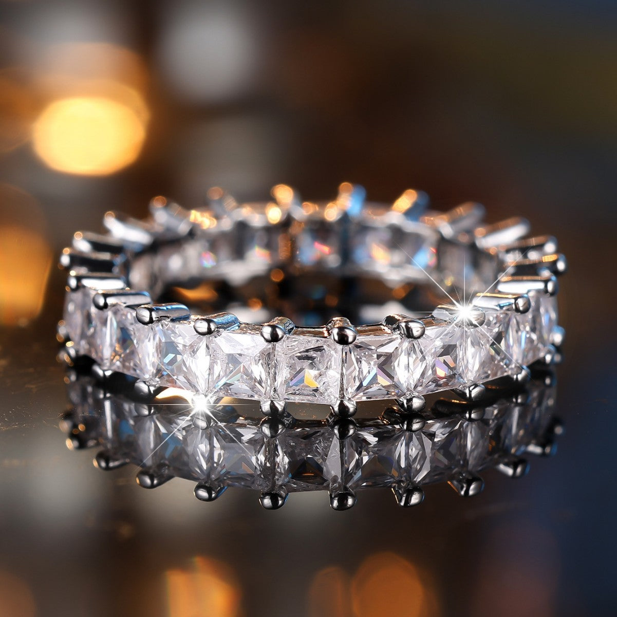 Square white diamond ring