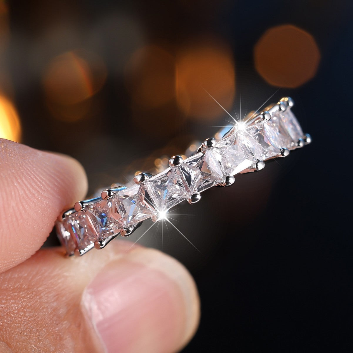 Square white diamond ring