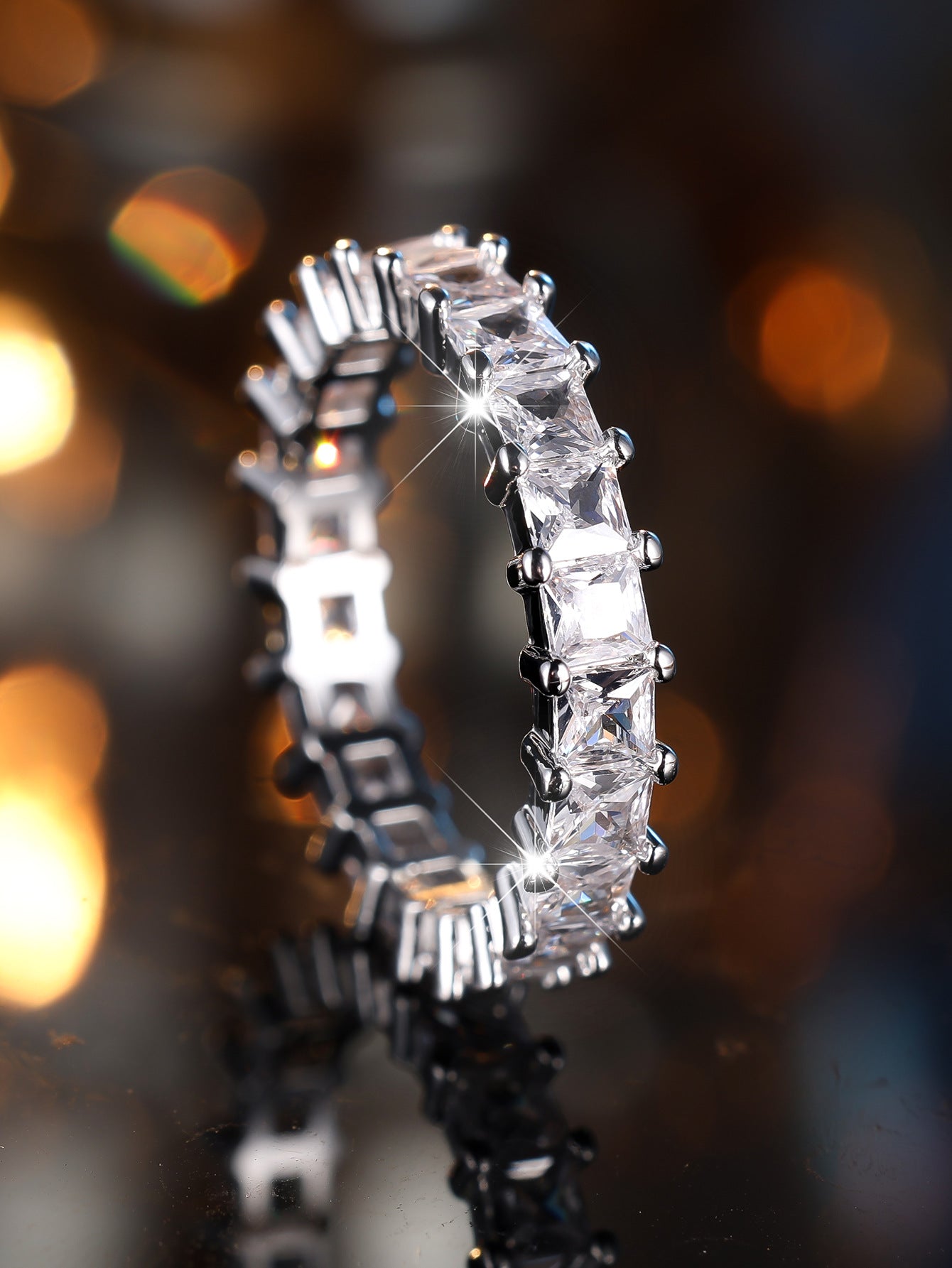 Square white diamond ring