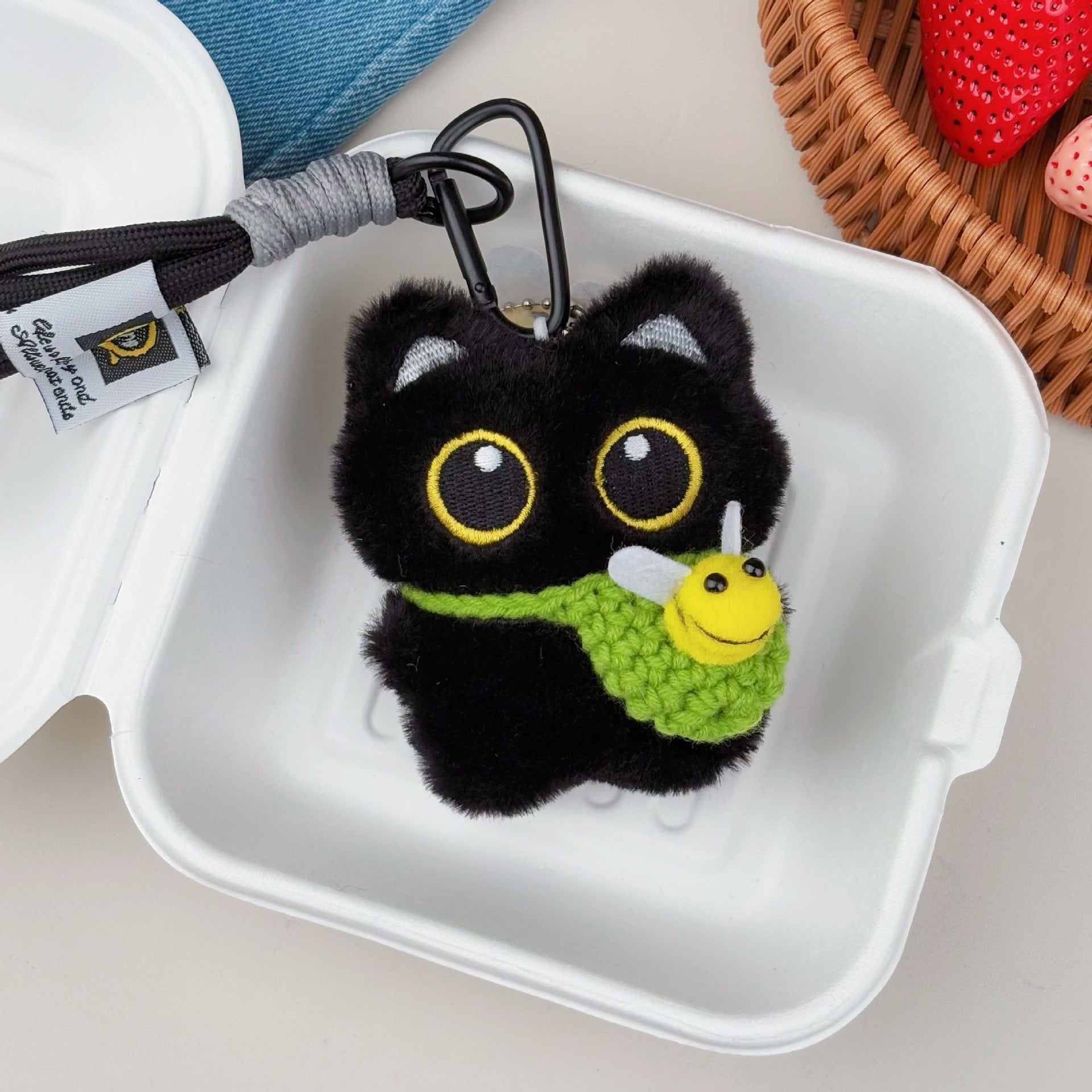 Squeaky Plush Cat Keychain Pendant