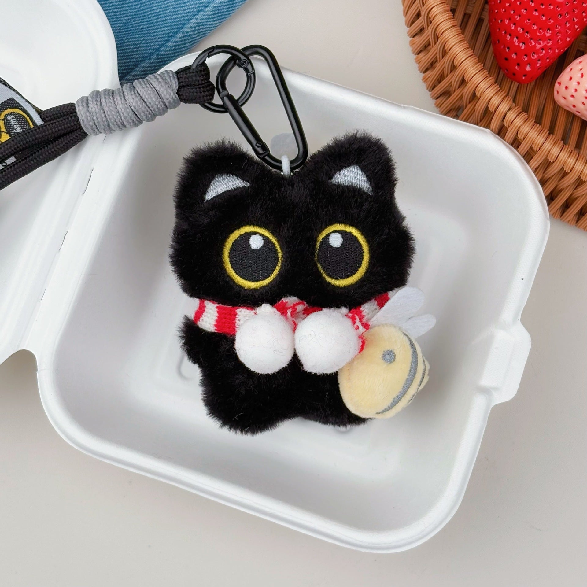 Squeaky Plush Cat Keychain Pendant
