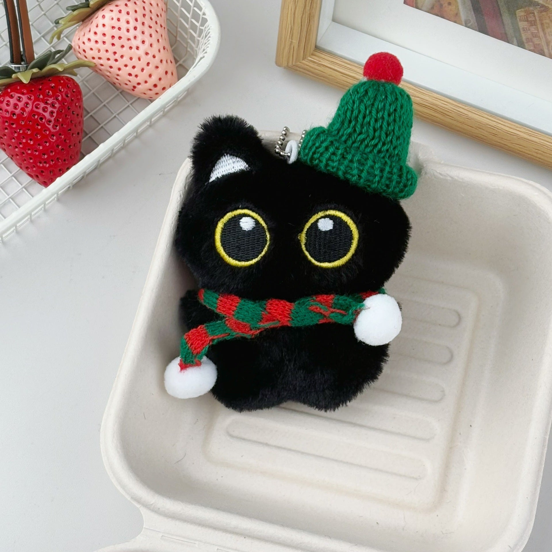Squeaky Plush Cat Keychain Pendant