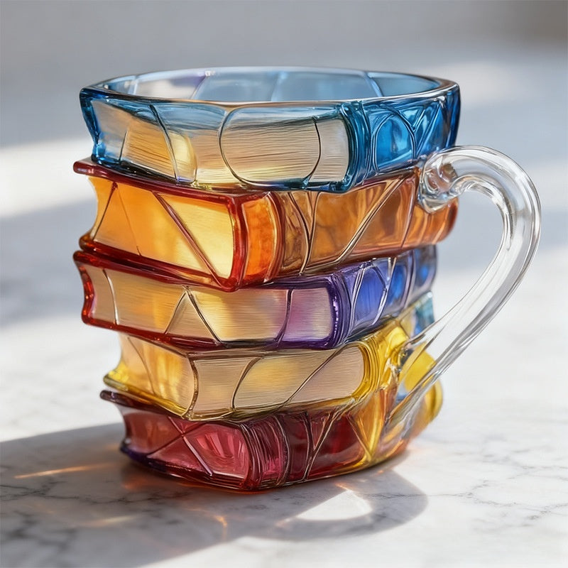 Stackable Painted Book-Shaped Resin Mug