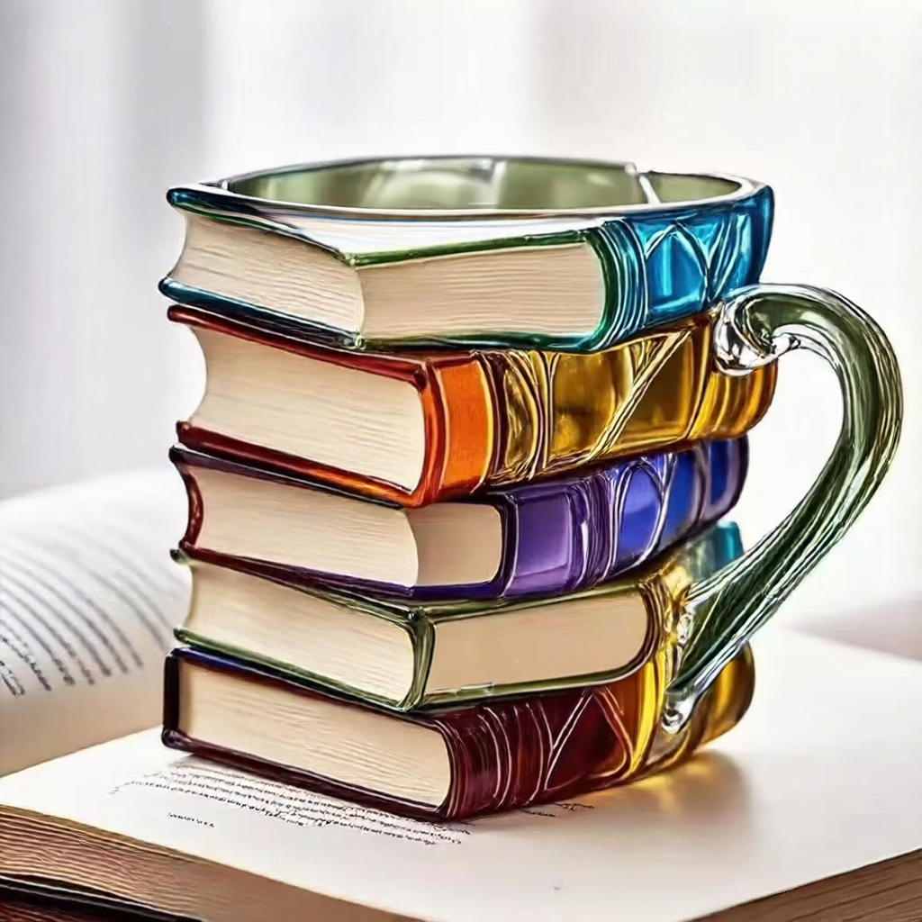 Stackable Painted Resin Book Cup