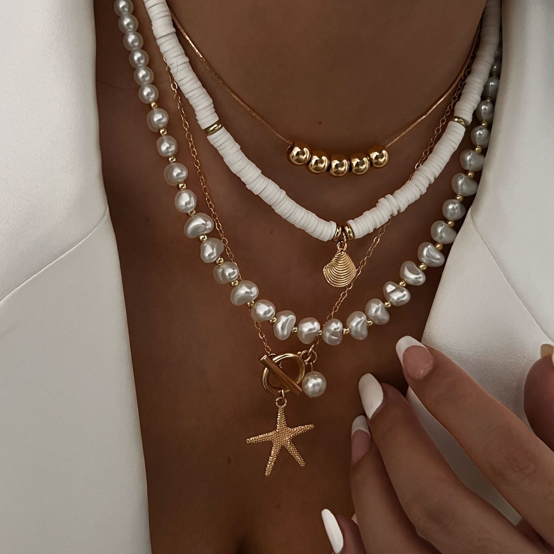 Stackable Soft Ceramic Beaded Necklace