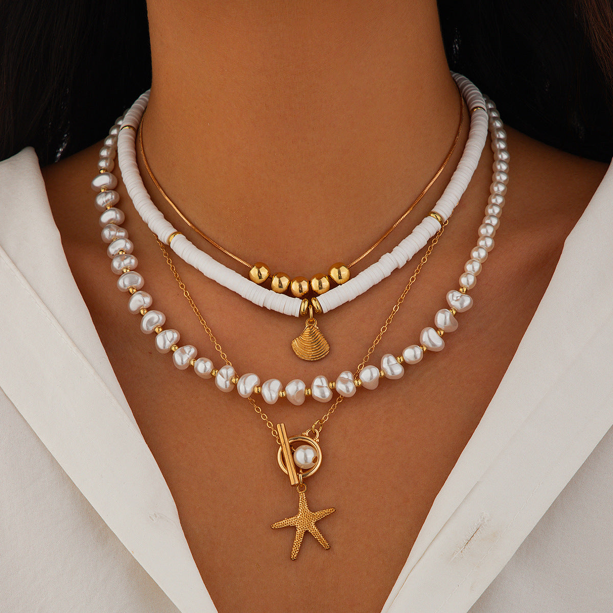 Stackable Soft Ceramic Beaded Necklace