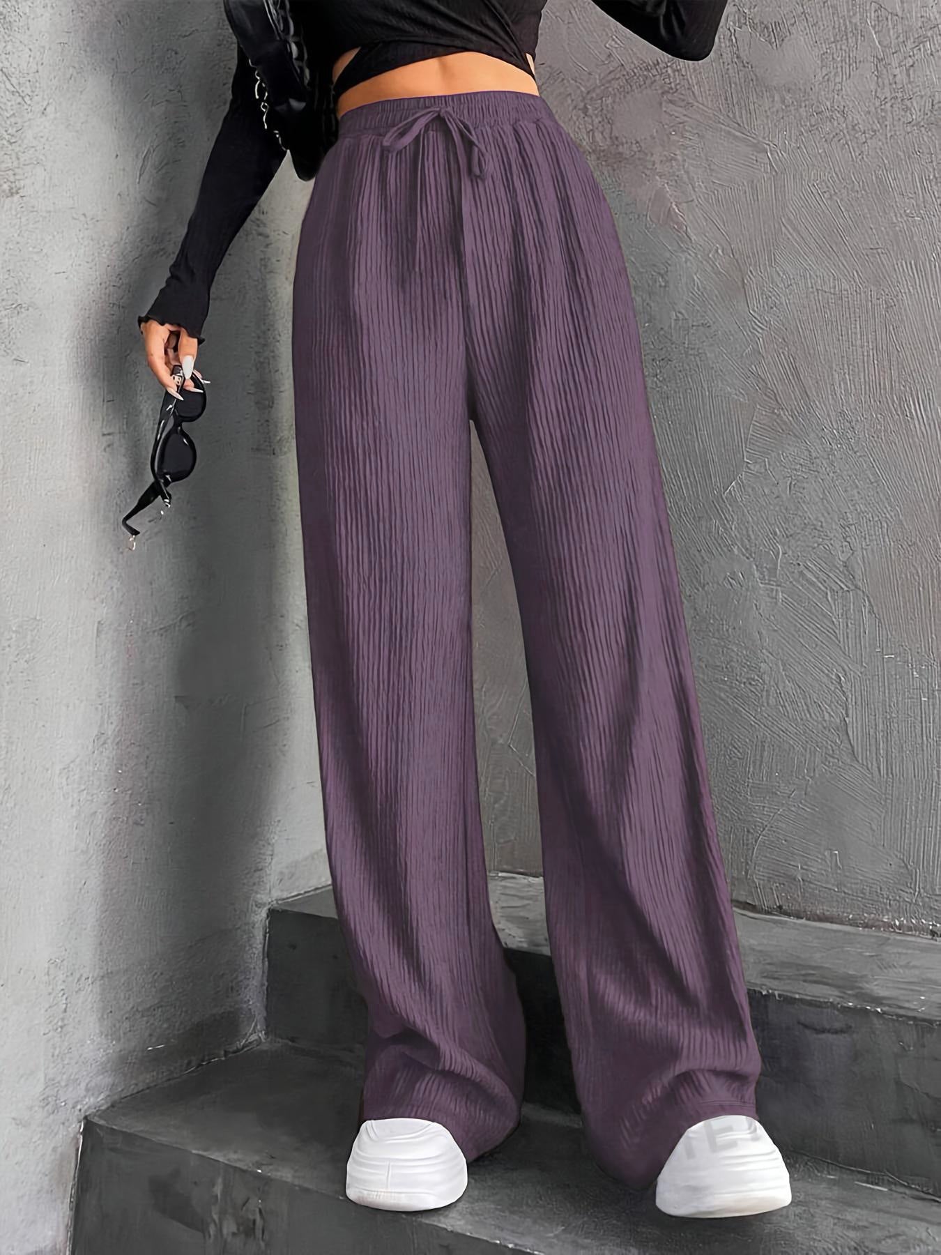 Staggy Waist Pinstripe Road Straight Leg Wide Leg Pants
