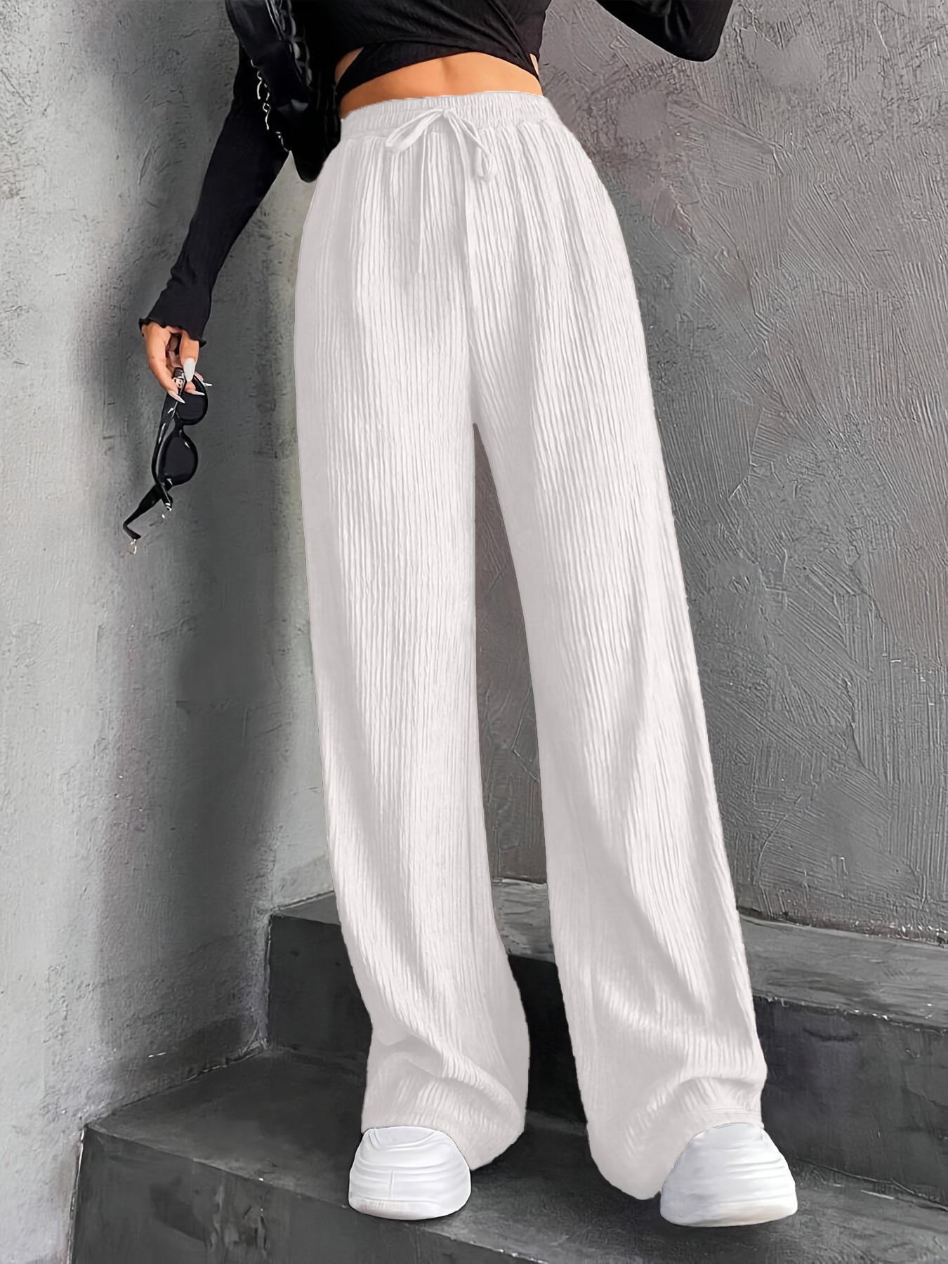 Staggy Waist Pinstripe Road Straight Leg Wide Leg Pants