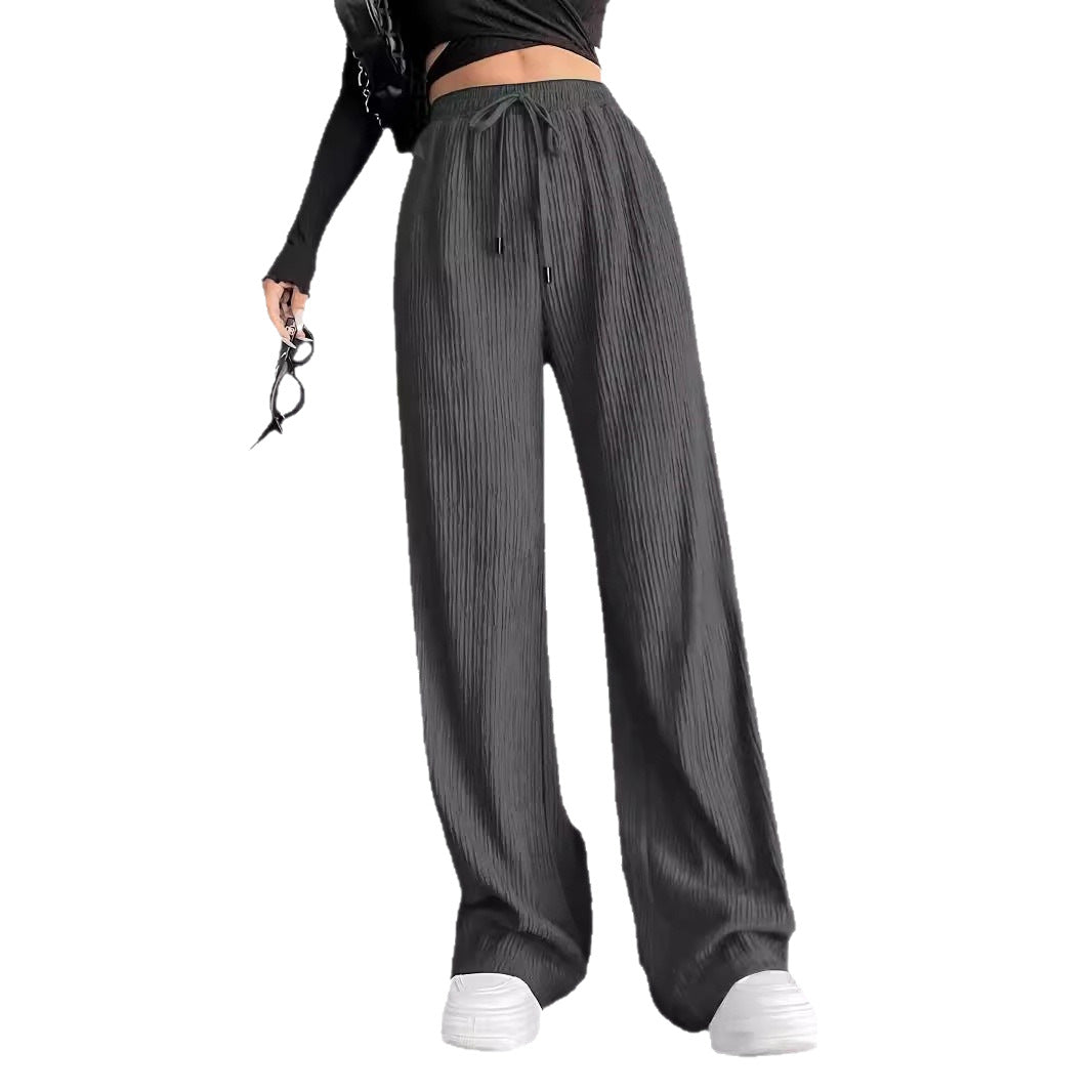 Staggy Waist Pinstripe Road Straight Leg Wide Leg Pants