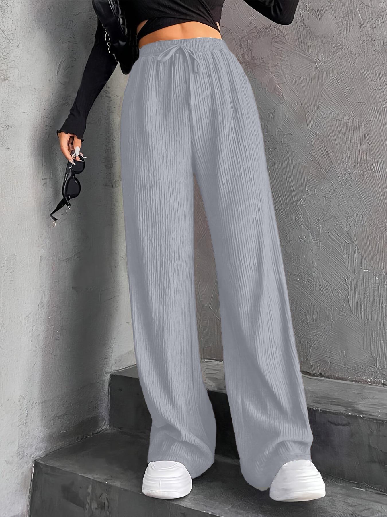 Staggy Waist Pinstripe Road Straight Leg Wide Leg Pants