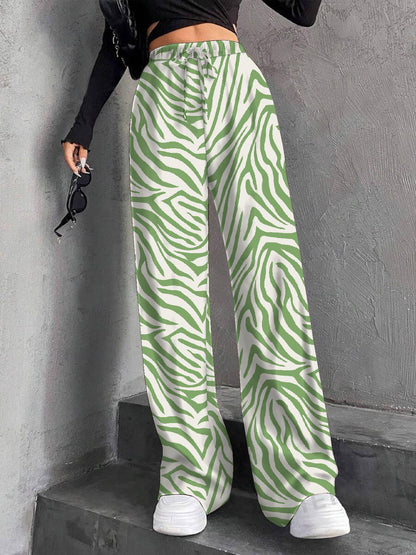 Staggy Waist Pinstripe Road Straight Leg Wide Leg Pants