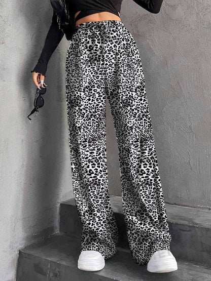 Staggy Waist Pinstripe Road Straight Leg Wide Leg Pants