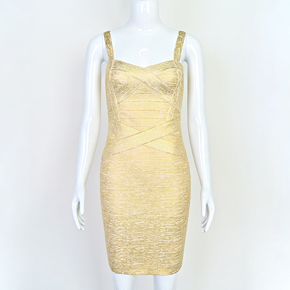 Stained-gold bandage dress
