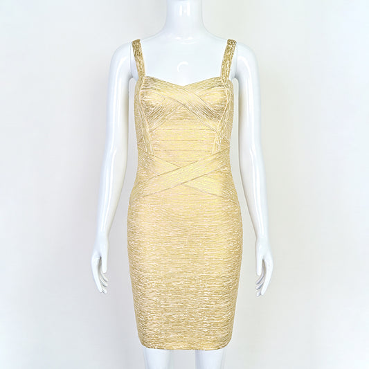 Stained-gold bandage dress