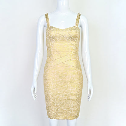 Stained-gold bandage dress