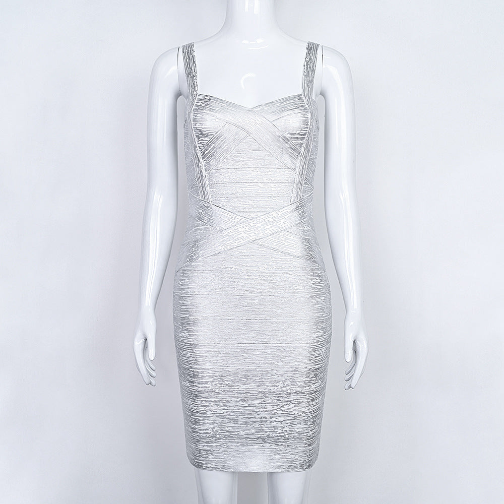 Stained-gold bandage dress