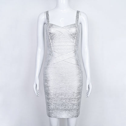 Stained-gold bandage dress