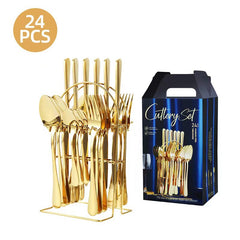 Blue box iron frame 24-piece set silver