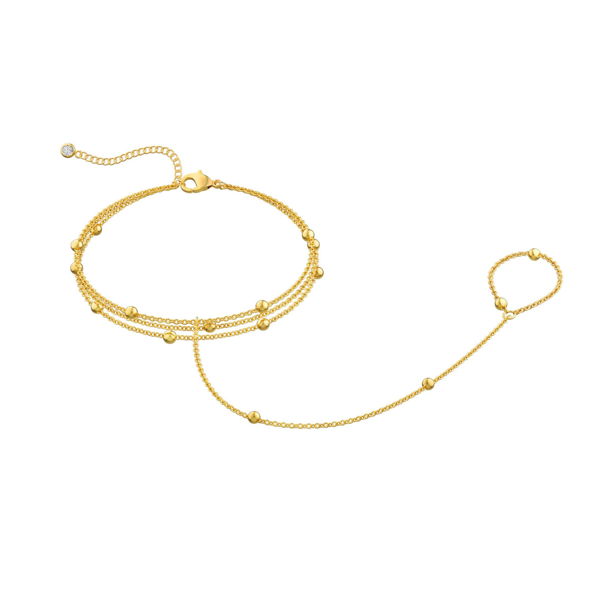 Stainless Steel 18K Gold Plated Cross Ball Chain Bracelet