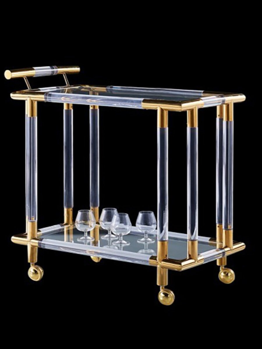 Stainless Steel Acrylic Mobile Serving Cart