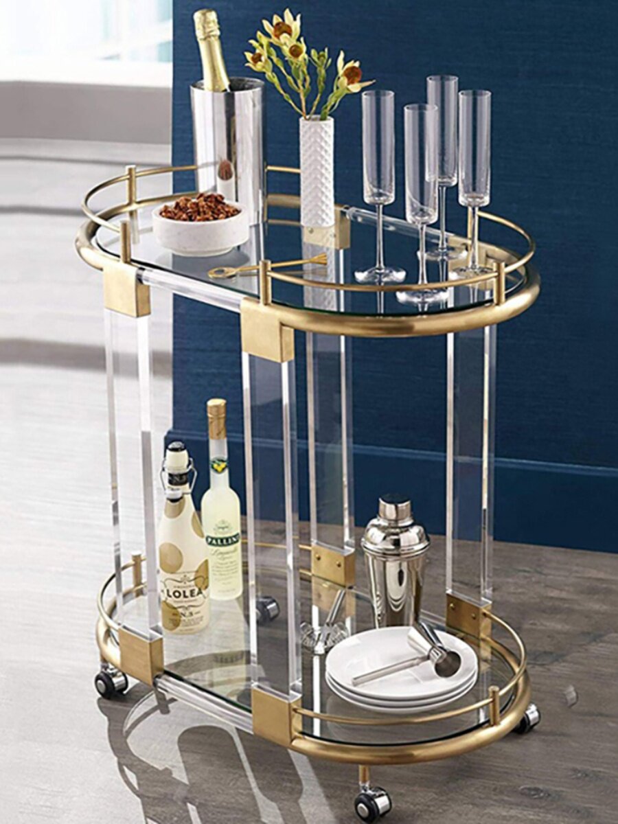 Stainless Steel Acrylic Mobile Serving Cart
