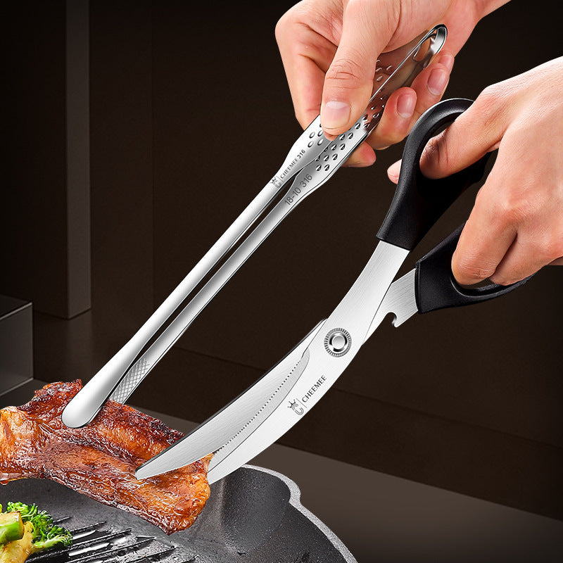 Stainless Steel Barbecue Tongs and Cooking Set